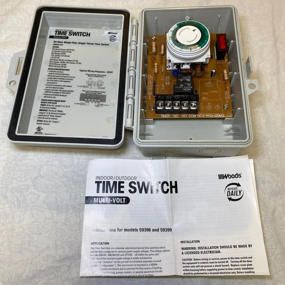 Woods 59396 Indoor Outdoor Multi-Volt 24 Hour Time Switch New Open Box‎